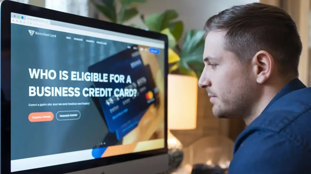 An image of a business credit card with features like rewards, expense tracking, and cashback highlighted.