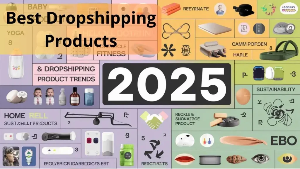 Infographic displaying best dropshipping products for 2025, highlighting trending items for maximized sales