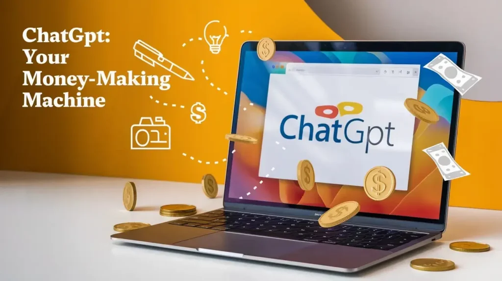 Infographic showing various ways to make money with ChatGPT, including freelancing, content creation, and consulting services