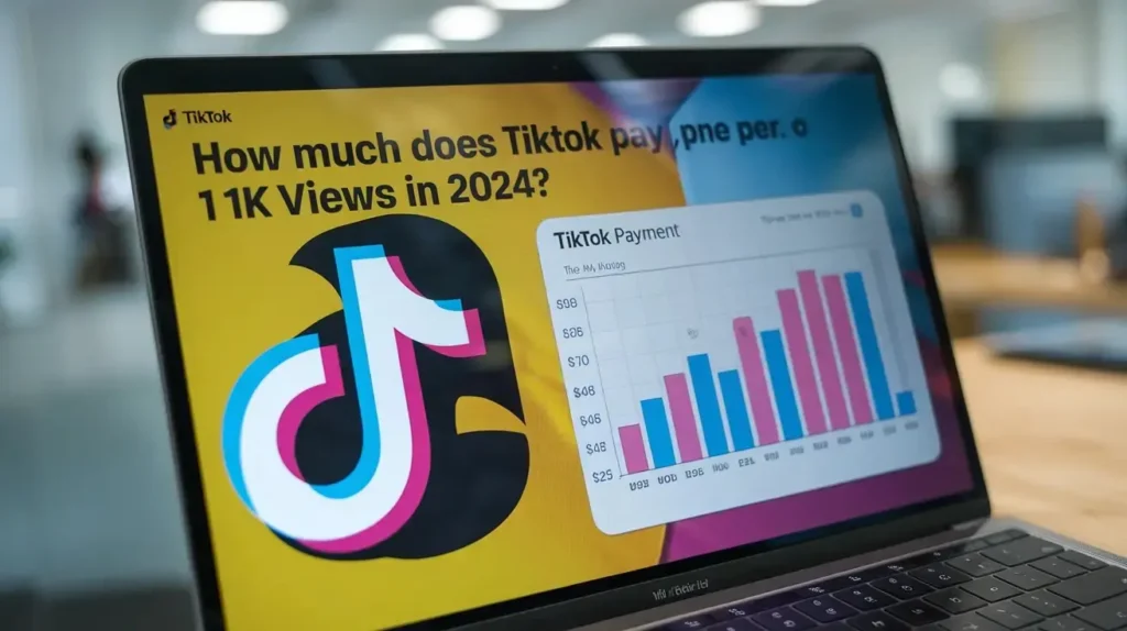 TikTok Pay Per 1K Views: Earn money through TikTok's pay per 1K views program. Creator fund earnings calculation on a whiteboard.