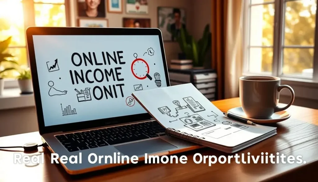 Infographic highlighting real online income opportunities, showcasing genuine ways to earn money remotely in 2025.