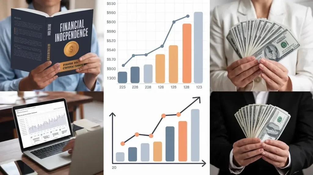 A graph showing steady growth in savings, illustrating the path to financial independence.