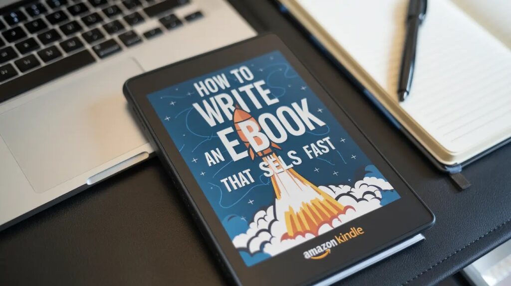 eBook That Sells Fast: Digital book cover with engaging design and quick sales icons