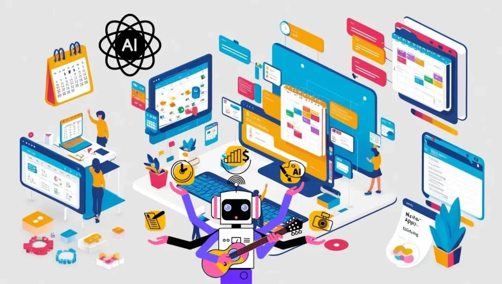Screenshot displaying a collection of AI productivity tools, including chatbots, task automation, and intelligent scheduling features for enhanced work efficiency