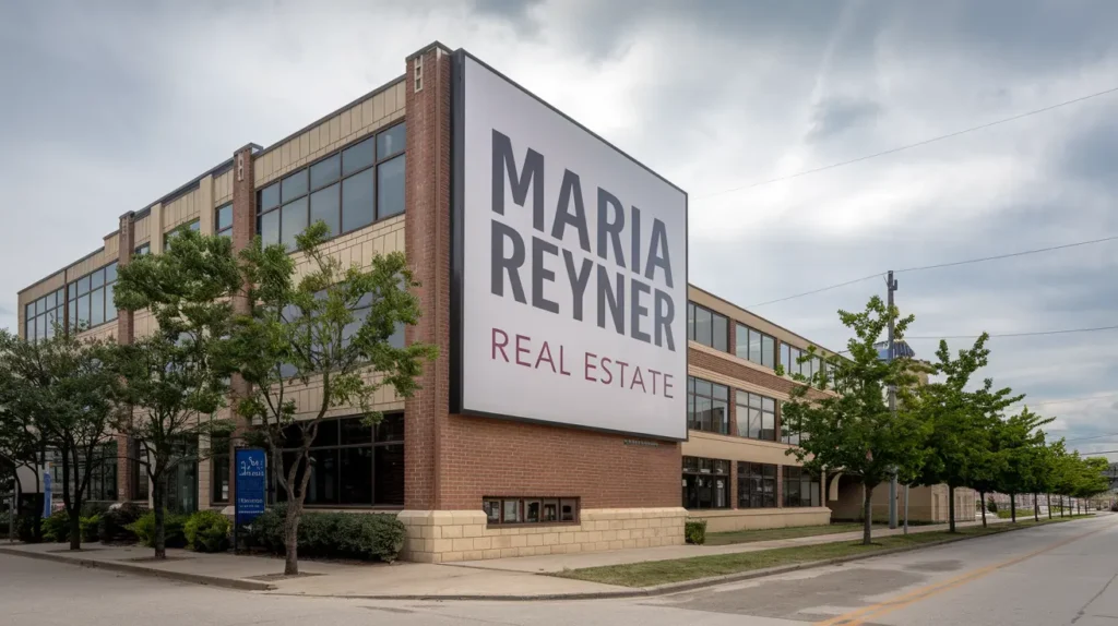 Maria Reyner Real Estate agent standing in front of a sold house, smiling and holding a sold sign.